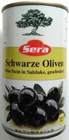 Mängden socker i schwarze Oliven in Salzlake ohne Stein, geschwärzt
