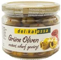 Mängden socker i Grüne Oliven entsteint, scharf gewürzt