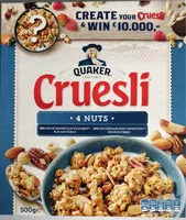 Mängden socker i Quaker Cruesli 4 Nuts