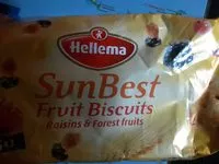 Mängden socker i Hellema Sunbest Fruit Biscuits Raisin & Forest Fruit