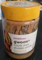 Mängden socker i Pindakaas 100% met stukjes pinda