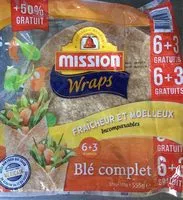 Mängden socker i 6+3 Wraps blé complet
