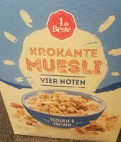 Mängden socker i Krokante muesli vier noten