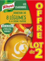 Mängden socker i Knorr Les Classiques Soupe Liquide Douceur de 8 Légumes à la Crème Fraîche Lot 2x1L