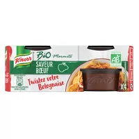 Mängden socker i Knorr Bouillon Marmite Bio Saveur Boeuf 104g 4 Portions