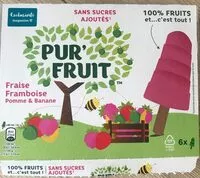 Mängden socker i Pur' Fruit Glaces Bâtonnet Fraise Framboise Pomme & Banane 6x 40ml