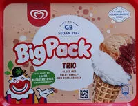 Mängden socker i BigPack Trio Glass med kola-,vanilj och chokladsmak.