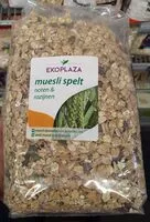 Mängden socker i Muesli spelt noten & rozijnen