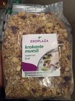 Mängden socker i Krokente muesli noten en fruit