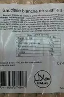 Mängden socker i Saucisse blanche de volaille