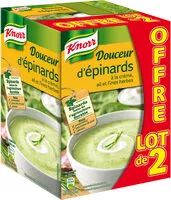 Mängden socker i Knorr Douceur d'épinards à la crème, ail et fines herbes lot de