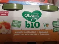 Mängden socker i Olvarit bio - appel, nectarine + banaan
