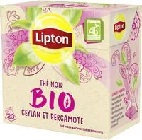 Mängden socker i Lipton Bio Thé Noir Ceylan et Bergamote 20 Sachets