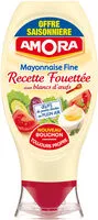 Mängden socker i AMORA Mayonnaise Fine Recette Fouettée aux Blancs d'Œufs - Offre Saisonnière - 398g