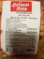 Mängden socker i Noix de cajou salees