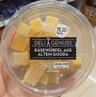 Mängden socker i Käsewürfel aus altem Gouda