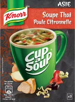 Mängden socker i Knorr Cup A Soup Soupe Thaï Poule Citronnelle 36g 3 Sachets