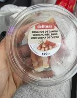 Mängden socker i Rollitos de jamón serrano con crema de queso