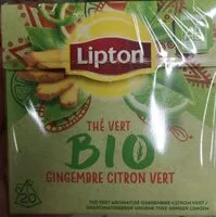 Mängden socker i Lipton Thé Vert Bio Gingembre Citron-Vert Bio 20 Sachets Pyramid®