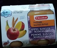 Mängden socker i Bouchées de fruit pomme banane mangue