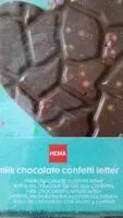 Mängden socker i Milk chocolate confetti letter
