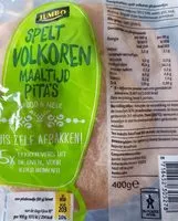 Mängden socker i Spelt volkoren maaltijd pita's