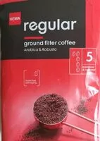 Mängden socker i Café moulu Regular Hema