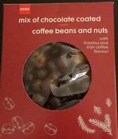 Mängden socker i Mix of chocolate coated coffee beans and nuts