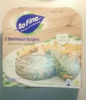Mängden socker i 2 boerenkool burgers (chou frisé / Grünkohl)