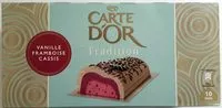 Mängden socker i Carte D'or Tradition Glace Buche Tradition Vanille Framboise Cassis 10 parts 1L