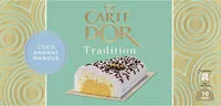 Mängden socker i Carte D'or Tradition Buche Glacée Coco Ananas Mangue 10 parts 1L