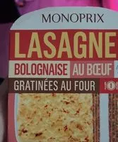 Mängden socker i Lasagnes bolognaise au beuf gratinée au four