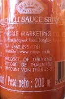 Mängden socker i Hot Chili Sauce Sriracha