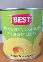 Mängden socker i Ananas en tranche au sirop léger