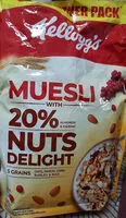 Mängden socker i Kelloggs Muesli With 20% Nuts Delight