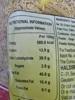 Mängden socker i Haldirams Bhujia