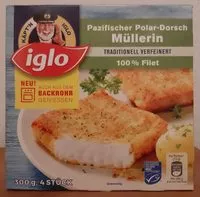 Mängden socker i Fisch Pazifischer Polar-Dorsch Müllerin traditionell verfeinert 100% Filet
