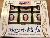 Mängden socker i Mozart-würfel, Schokolade Mit Marzipan Und Nougat-. ..