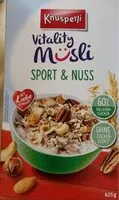 Mängden socker i Vitality müsli sport & nuss
