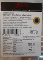 Mängden socker i Pepelito Jamón Serrano g.t.S Luftgetrockneter Spanischer Rohschinken