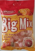 Mängden socker i Bonbons mit Fruchtgeschmack nach Kirsche, Orange und Erdbeere