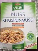 Mängden socker i Spar Vital Knuspermüsli, Nuss