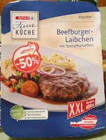 Mängden socker i Beefburger Laibchen mit Stampfkartoffeln