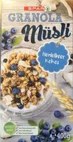 Mängden socker i Granola Müsli Heidelbeer Kokos