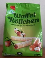 Mängden socker i Waffel Röllchen gefüllt mit 70% Haselnusscreme