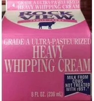 Mängden socker i Grade A Ultra-Pasteurized Heavy Whipping Cream