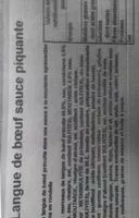 Mängden socker i Langue de boeuf sauce piquante