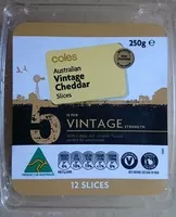 Mängden socker i Coles Australian Vintage Cheddar Slices