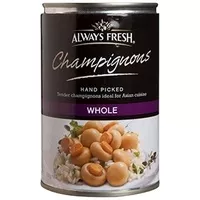 Mängden socker i Always Fresh Whole Champignons Mushrooms Hand Picked