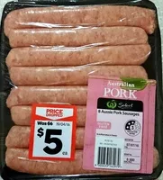 Mängden socker i Australian Pork - 8 Aussie Pork Sausages
